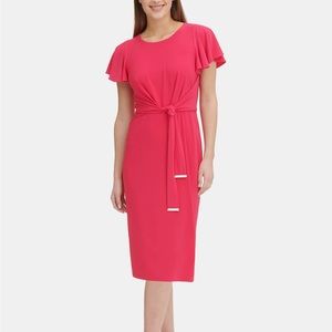 🆕 Tommy Hilfiger Hot Pink Short Cap Sleeve Elegant Bright Dress Size 10